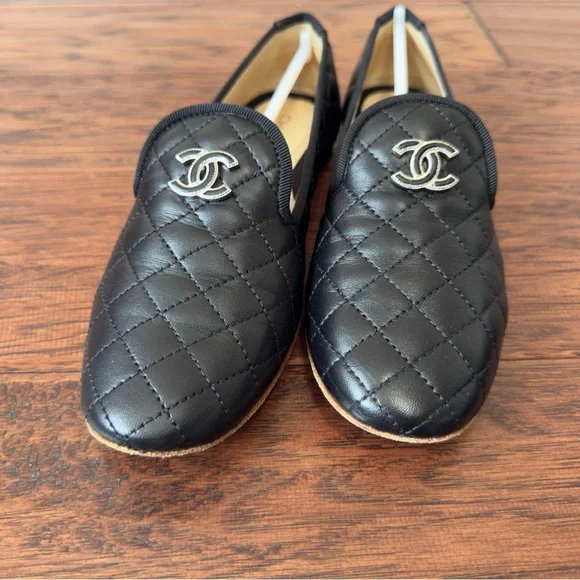 Chanel Black Leather Loafers Moccasins - Picture 7 of 12